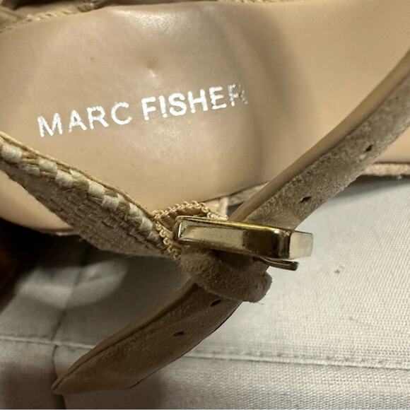 MARC FISHER SAKLINA ESPADRILLE STUDDED WEDGE SANDAL SHOE TAN WOMENS 7M - Picture 7 of 11